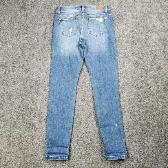 Judy Blue Jeans Womens 5/27 HighRise Skinny Fit Blue Leopard Stretch Denim Pants - Picture 4 of 14